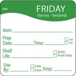 DAYMARK 1122125 Day Label,Friday,3 In. W,PK500