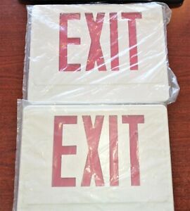 2-Lithonia Plastic Emergency Red Exit Sign Face Plate Covers  10 1/4&#034; x 13&#034;