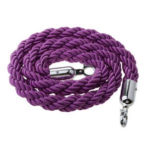 59 Inches Twisted Barrier Rope Queue Crowd Control for Posts Stands Purple