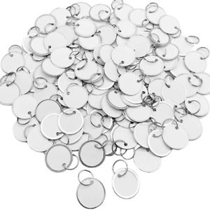 100Pcs Metal Rimmed Key Tags Round Paper Tag Split Rings Small Coded Keychain