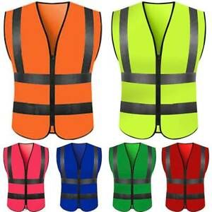 Hi Vis Vest Yellow Orange High Viz Visibility Waistcoat Safety Work Reflective