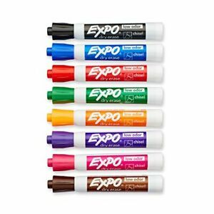 EXPO Low Odor Dry Erase Markers Chisel Tip Assorted Colors 8 Pack