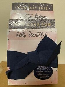 Charming Charlie Memo Pad Gift Set - Notepads - Assorted Sizes, Pink/Navy