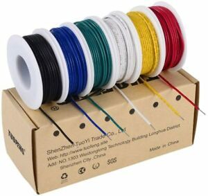 22 Solid Wire-Solid Wire Kit-6 Different Colored 30 Feet spools 22 Gauge Jumper