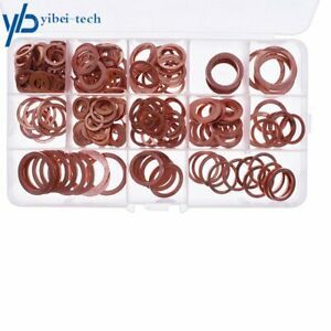 280Pcs/Kit Solid Copper Crush Washers Seal Sealing Flat O-Ring Gaskets Assorted