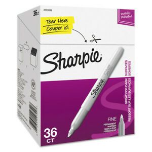 SHARPIE 2003899 Metallic Fine Point Permanent Markers, Bullet Tip, Silver, PK36