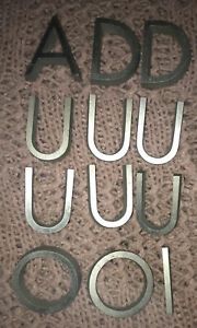 lot of 12 vintage metal letterpress printers typeset letters: A, D, U, O, I