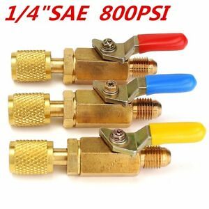 R134a R410a Straight Ball Valve Adapter For A/C Charging Hoses 1/4&#039;&#039; AC