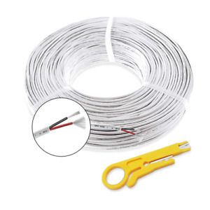20 AWG Electrical Wire 66FT Hookup Cable White Jacketed 2 Conductor Wire 3.8mm 1