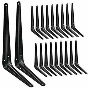 20 Pack Shelf Brackets 12 inches Heavy Duty Black Iron Metal Floating Shelf B...